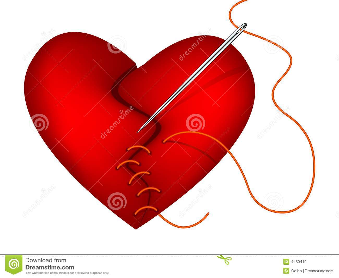 Clip Art Of Broken Heart And Needle Royalty Free Stock Images   Image