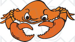 Clipart Illustration Of A Grumpy Orange Crab Glaring At His Pinchers