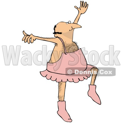 Clipart Illustration Of A Masculine Hairy White Male Ballerina Dancing