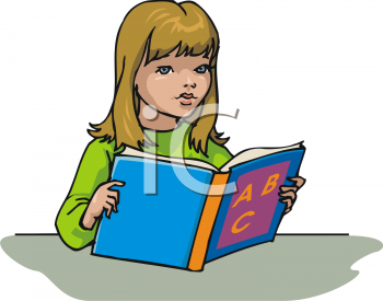 Clipart Picture Of A Little Girl With An Alphabet Book