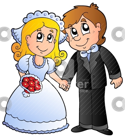 Cute Wedding Couple Stock Vector Clipart Cute Wedding Couple   Vector