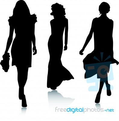 Fashion Silhouette Girls Walking Stock Image   Royalty Free Image Id