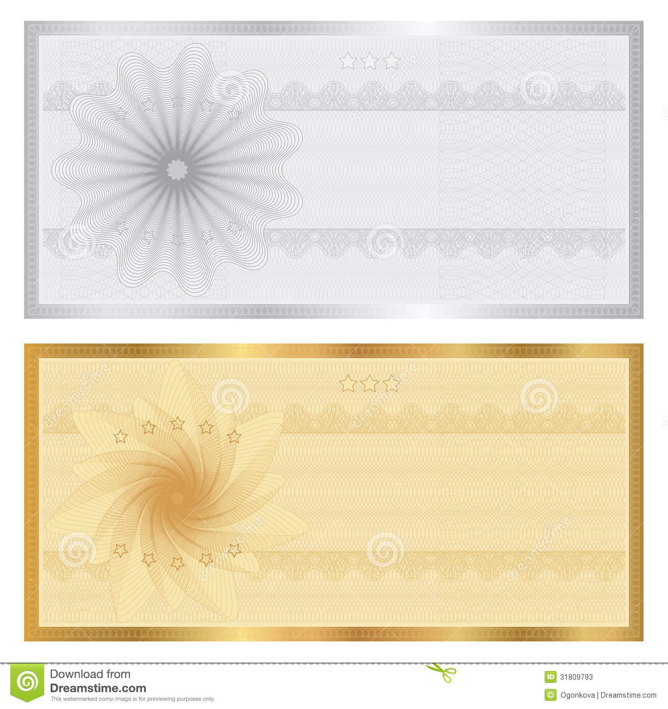 Gift Certificate   Voucher   Coupon Template With Guilloche Pattern