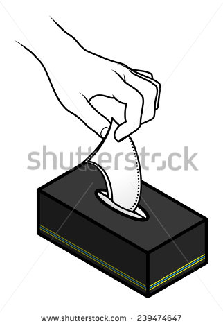 Hand Pulling A Tissue From A Big Box Of Tissues In Black Masculine