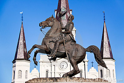 Historic St  Louis Cathedral Is The Backdrop For This Statue Of Andrew