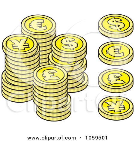     Of A Digital Collage Of Euro Dollar Lira And Yen Coins By Any Vector