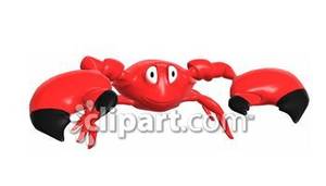 Red Crab With Black Pinchers   Royalty Free Clipart Picture