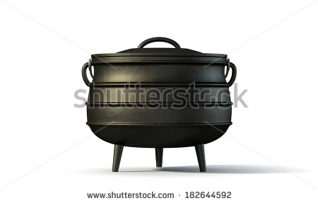 Regular Cast Iron South African Potjie Pot With A Steel Handle And A