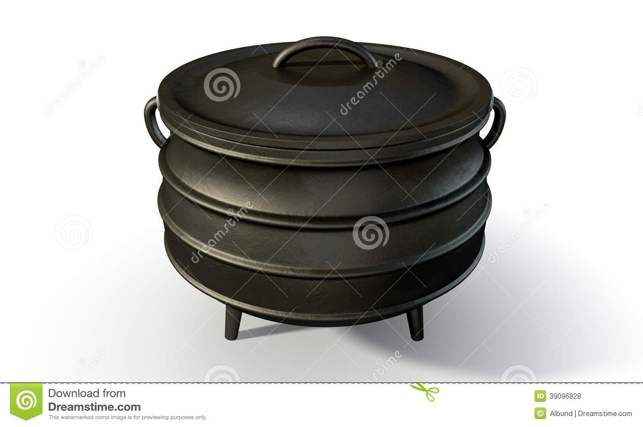 Regular Cast Iron South African Potjie Pot With A Steel Handle And A
