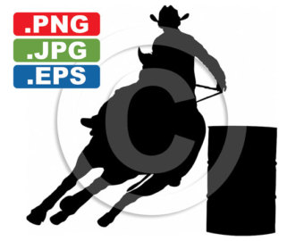 Rodeo   Barrel Racing   Cowgirl Silhouette Clip Art  In 3 High Quality