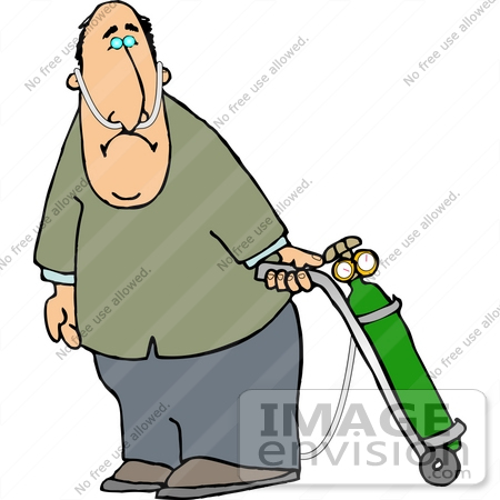 Royalty Free Clipart Of A Middle Aged Caucasian Man On Oxygen Therapy