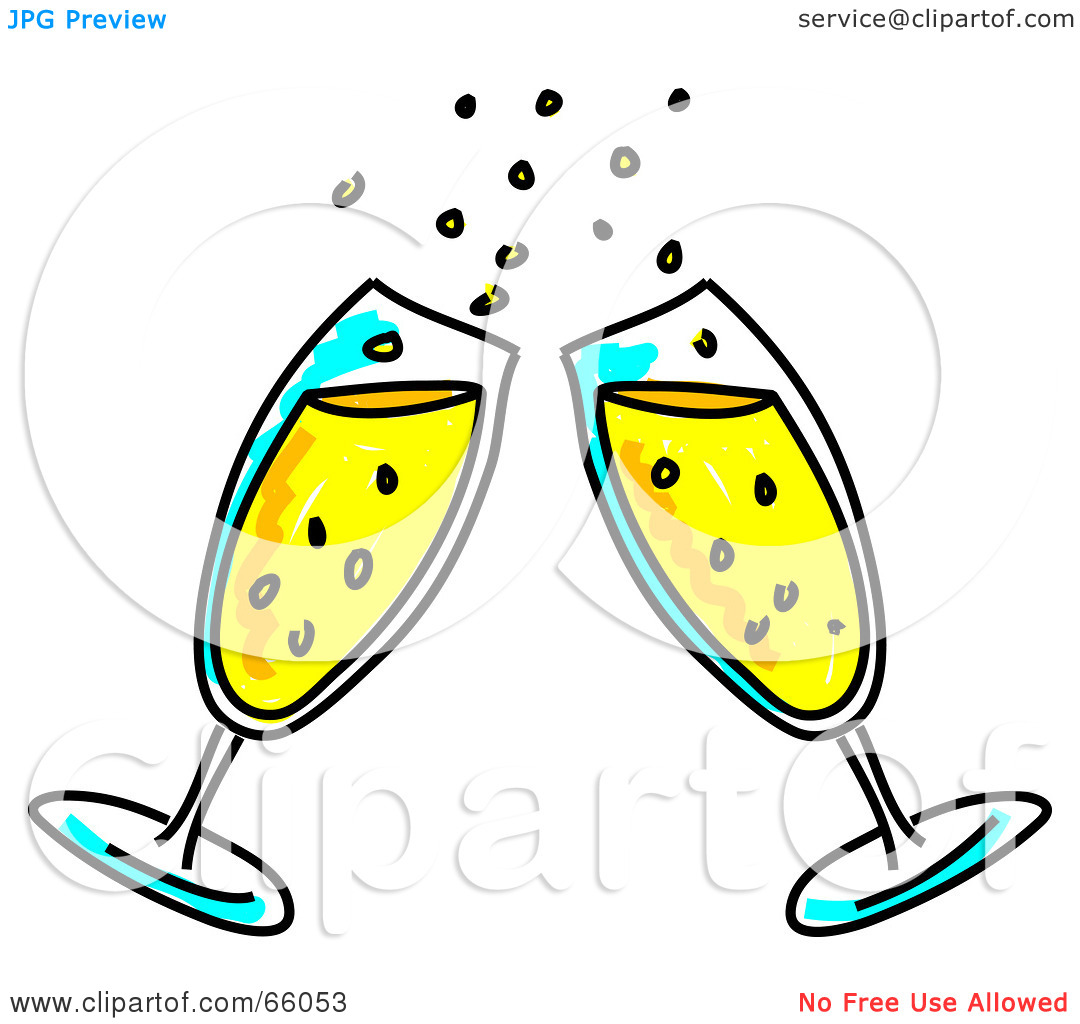 Royalty Free  Rf  Clipart Illustration Of Two Toasting Bubbly Glasses