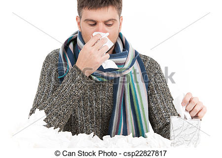 Stock Photography Of Man Blowing Into Tissue And Pulling Tissues From