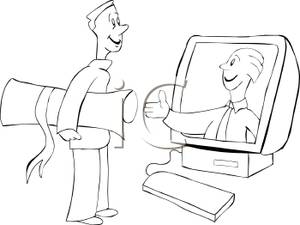     Student Receiving An Online Certificate   Royalty Free Clipart Picture