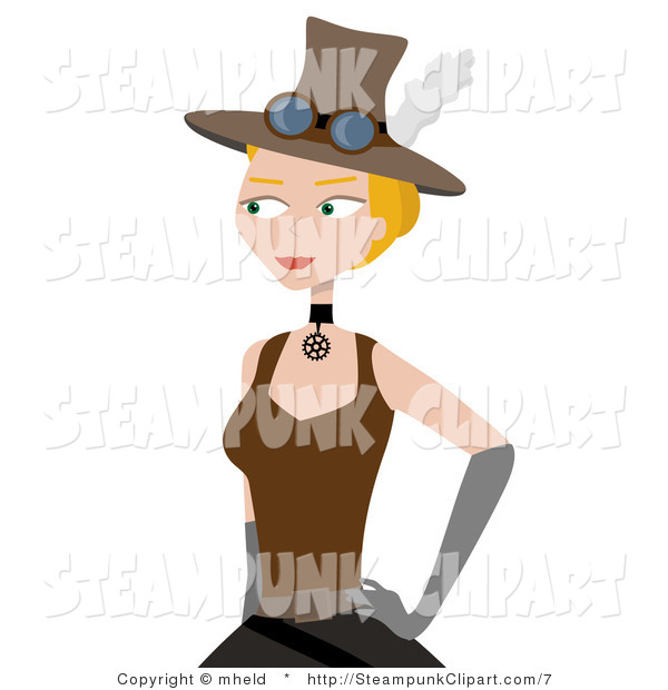 Vector Clip Art Of A Steampunk Gal With Her Hand On Her Hip Looking