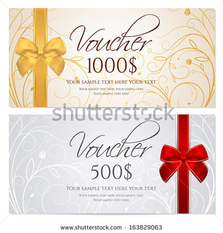Voucher Gift Certificate Coupon Template With Floral Scroll Pattern