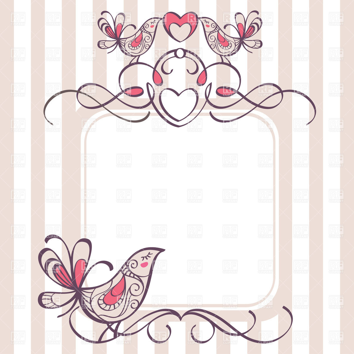 Wedding Frame With Cute Birds Download Royalty Free Vector Clipart