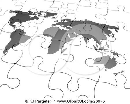 26975 Clipart Illustration Of A Completed Gray And White World Map