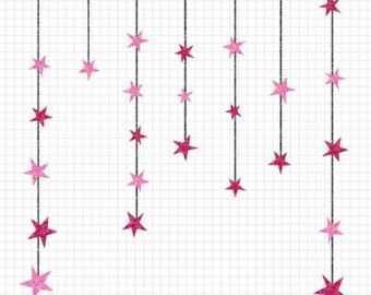 75  Off Sale Pink Star Glitter Clip Art Digital Scrapbook