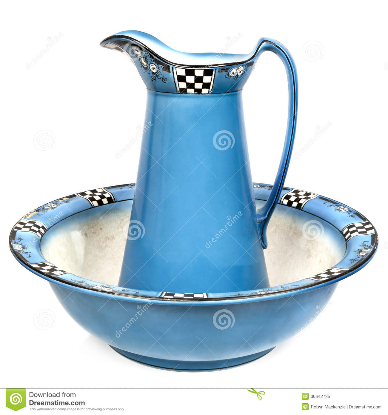 Antique Wash Basin And Water Jug Isolated Royalty Free Stock Photo    