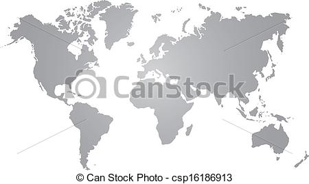 Art Of Gray World Map On White Background Csp16186913   Search Clipart