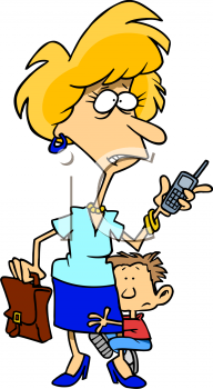 Cartoon Of A Working Mother   Royalty Free Clipart Picture