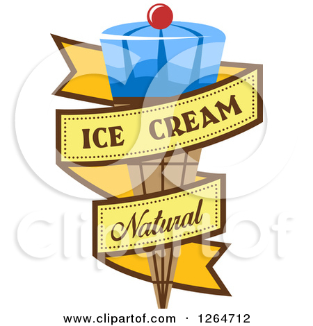Clipart Of Ice Cream Cone And Popsicle Badges With Sample Text    