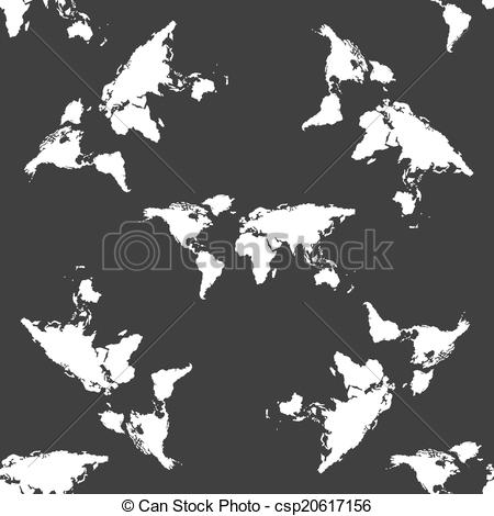 Clipart Vector Of World Map Web Icon Flat Design Seamless Gray Pattern