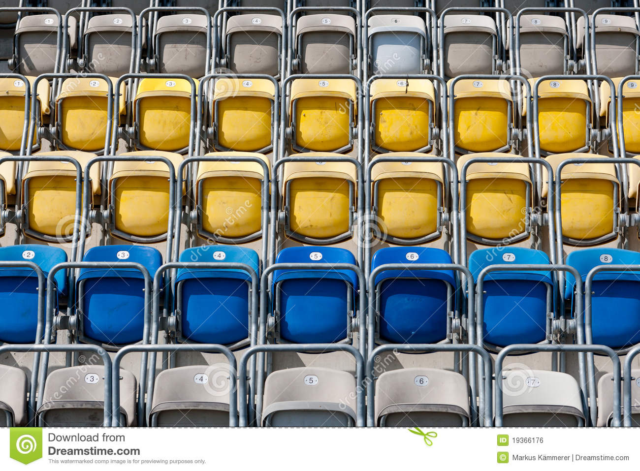 Colored Stadium Chairs  A Field Of Empty Stadium Seats