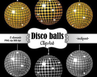 Disco Balls Clipart Party Clipart Disco Balls Gold And Silver Glitter