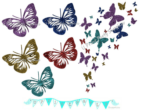 Glitter Clipart Butterfly Clip Art  Instant
