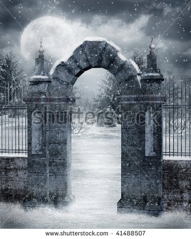Graveyard Fence Clipart Gothic Cemetery Gate Covered