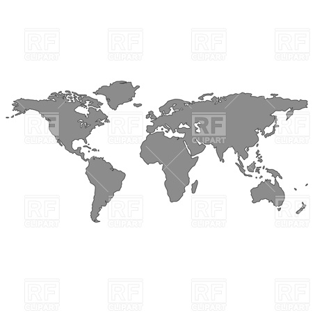 Gray World Map Outline Download Royalty Free Vector Clipart  Eps