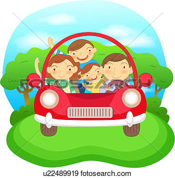   Happy Family Driving In Car  Fotosearch   Search Vector Clipart    
