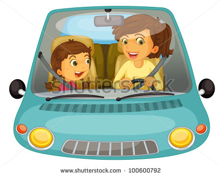 Illustration Of Mother And Daughter Driving   Eps Vector Format Also
