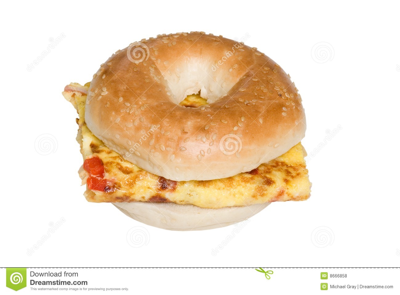 Isolated Bagel And Omelet Sandwich Top View Royalty Free Stock Photos    