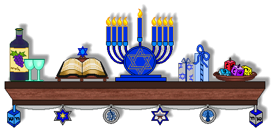 Mantle Clip Art   Hanukkah Mantle With Menorah Wine And Hebrew Bible
