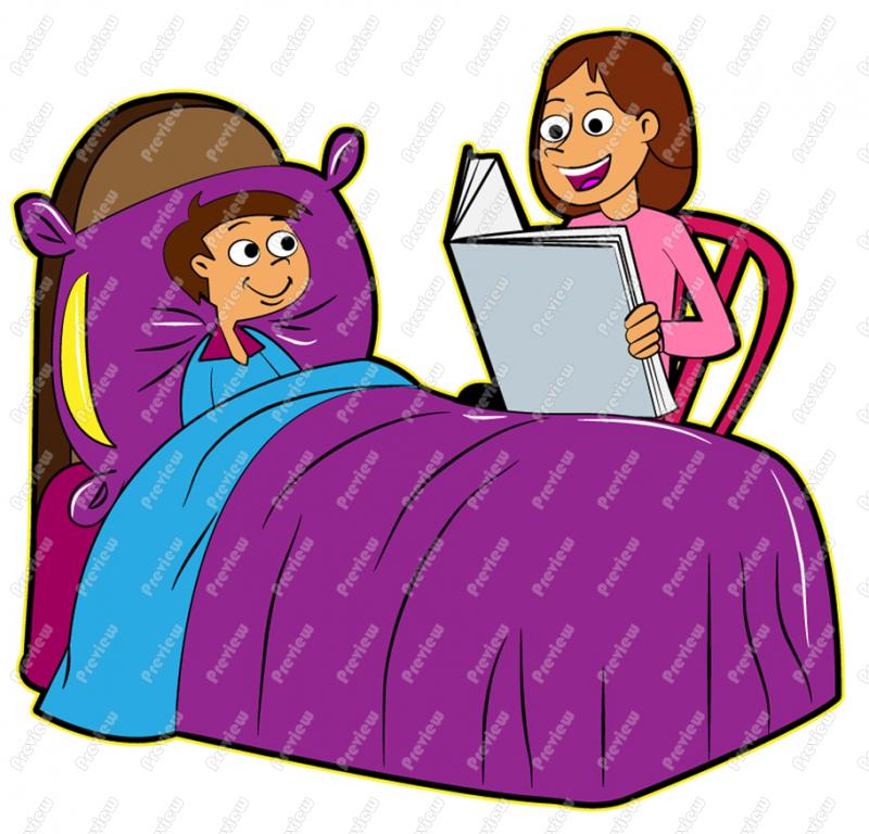 Mother Reading To Son Bedtime Story Clip Art   Royalty Free Clipart    