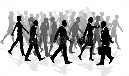 Multitud De Negocios De Personas Caminando En Una Carrera Entre