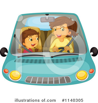 On Top Of A Car With A Mother And Boy Royalty Free Vector Clipart Jpg