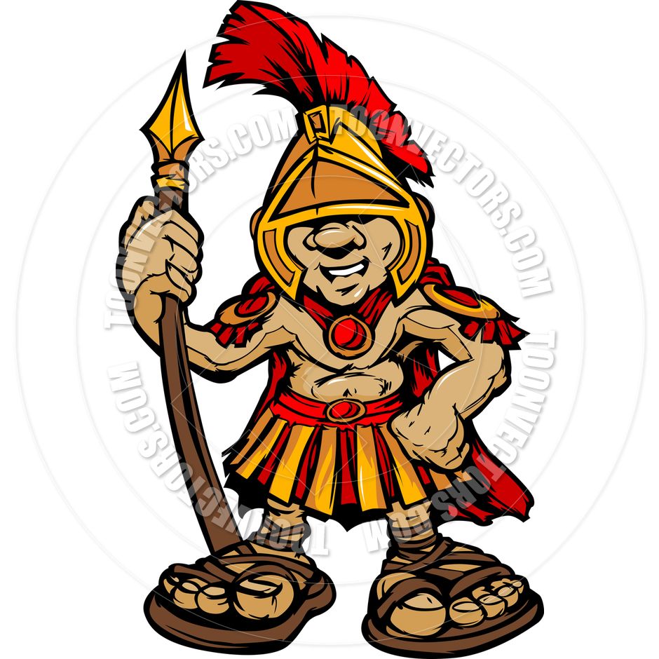 Royalty Free Cartoon Trojan Warrior Mascot Clip Art Image Picture