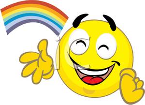 Royalty Free Clipart Image  A Smiley Face Under A Rainbow