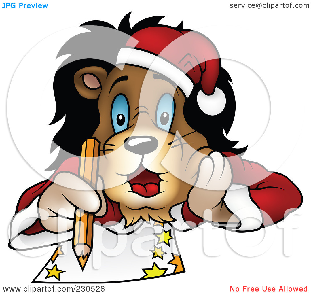 Royalty Free  Rf  Clipart Illustration Of A Christmas Lion Laying On
