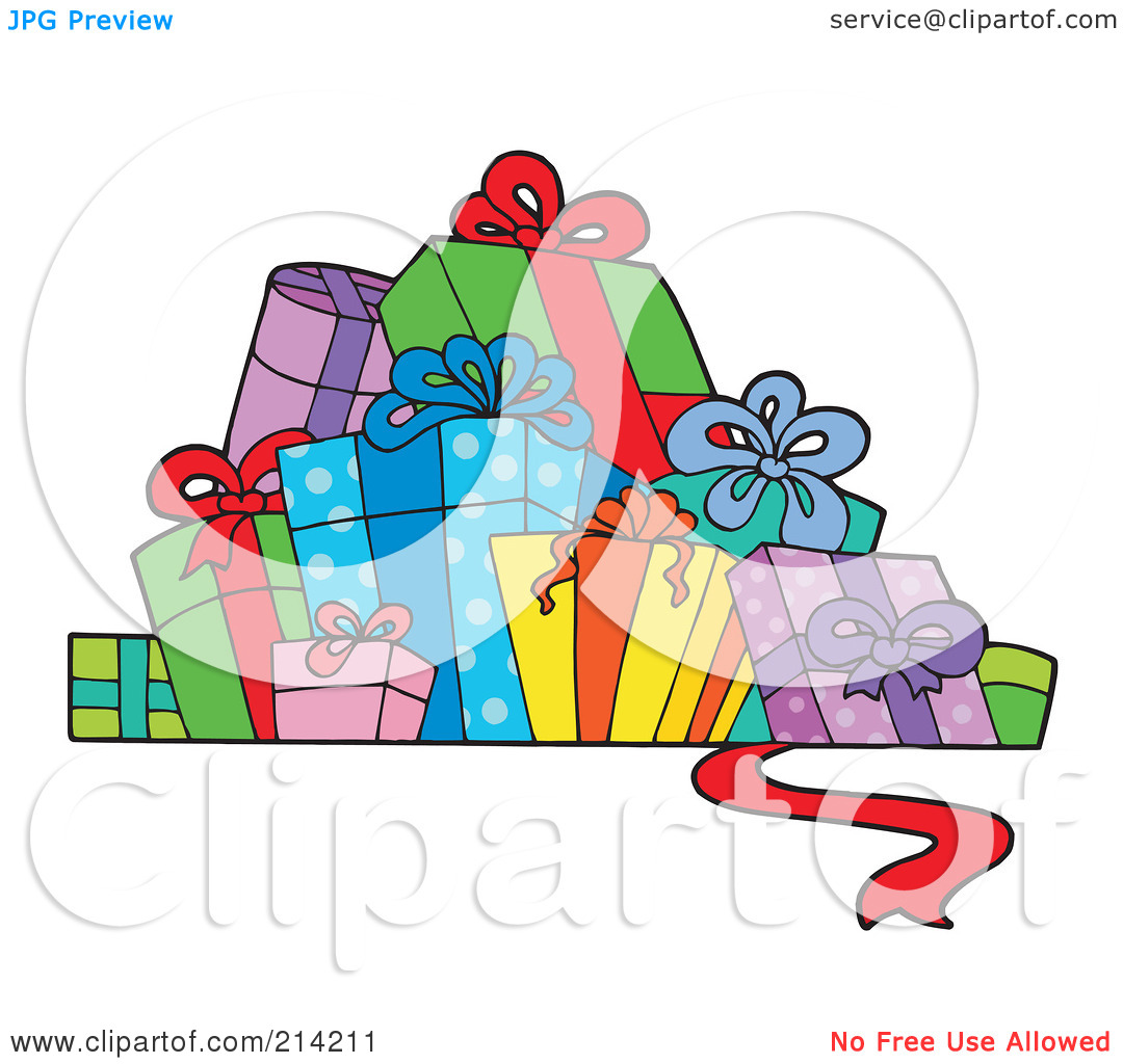 Royalty Free  Rf  Clipart Illustration Of A Group Of Birthday Presents