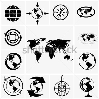Source File Browse   Objects   Globe And World Map Icons On Gray