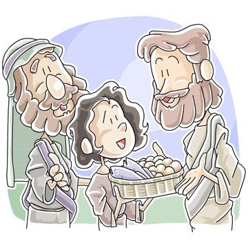 Today S Christian Clip Art  A Boy Sharing His Bread And Fish To Jesus
