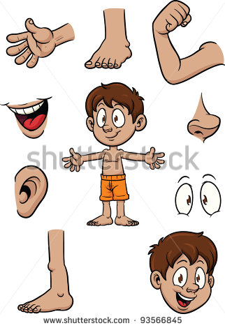 Cartoon Kid And Body Parts  Vector Illustration With Simple Gradients