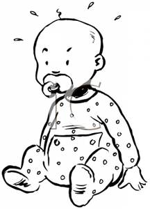 Cartoon Of A Baby Sucking On A Pacifier   Royalty Free Clipart Picture