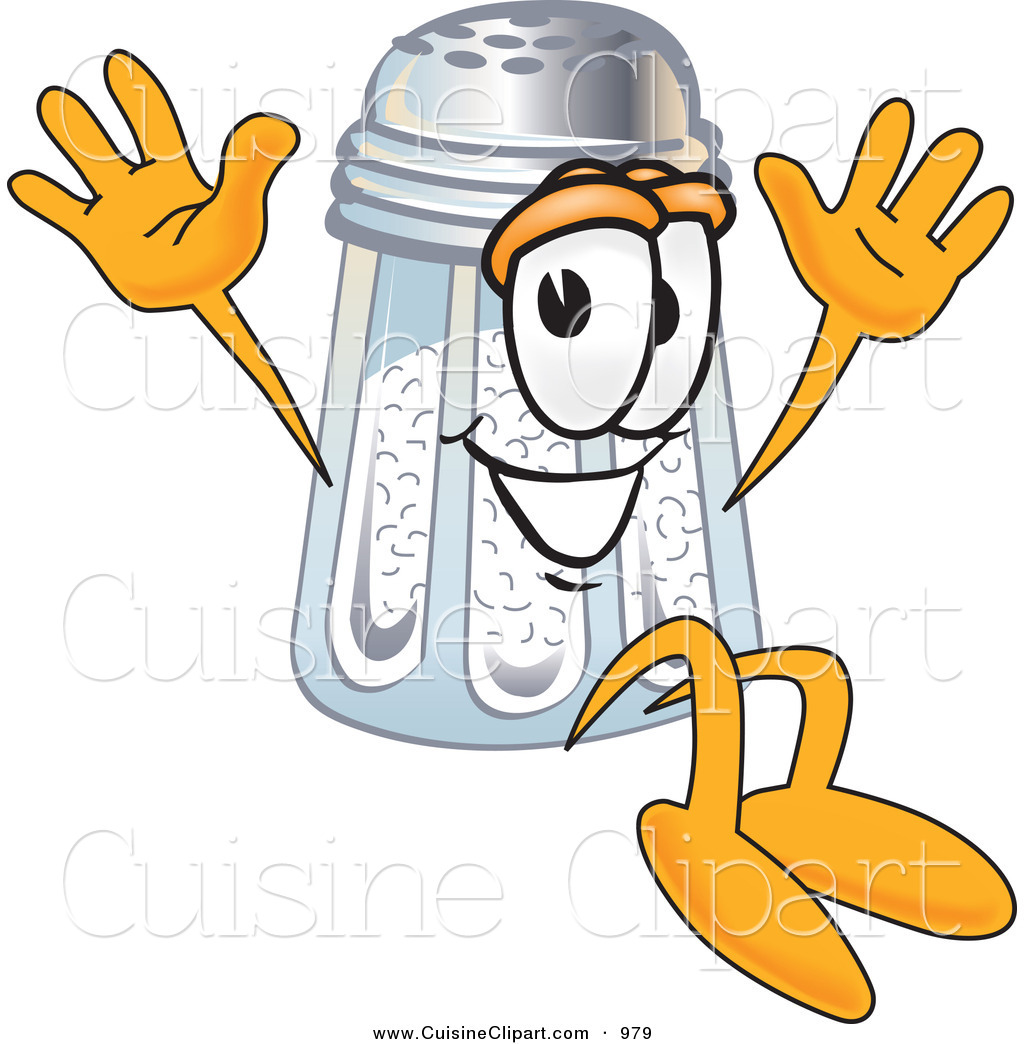 Cuisine Clipart Of A Cute Salt Shaker Mascot Cartoon Character Jumping