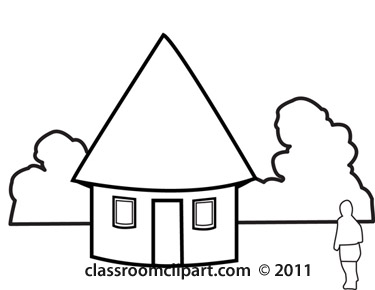 Geography   African Hut  Bw Outline   Classroom Clipart